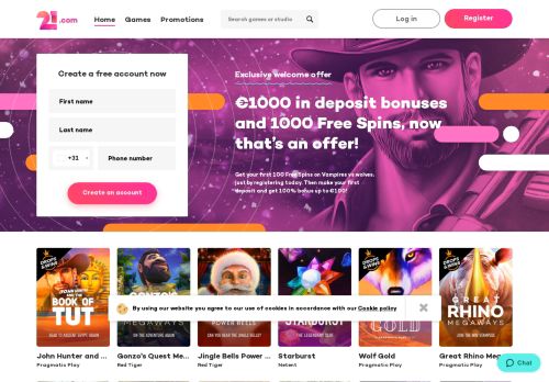 21.com Casino desktop screenshot