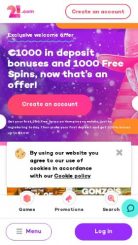 21.com Casino mobile screenshot