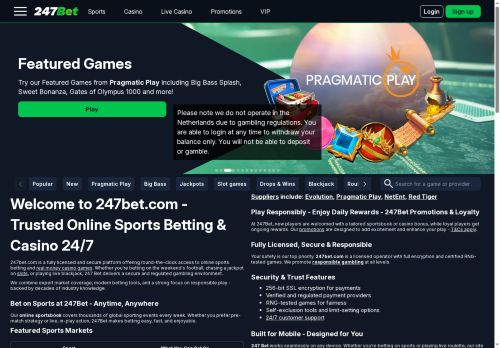 247Bet Casino desktop screenshot