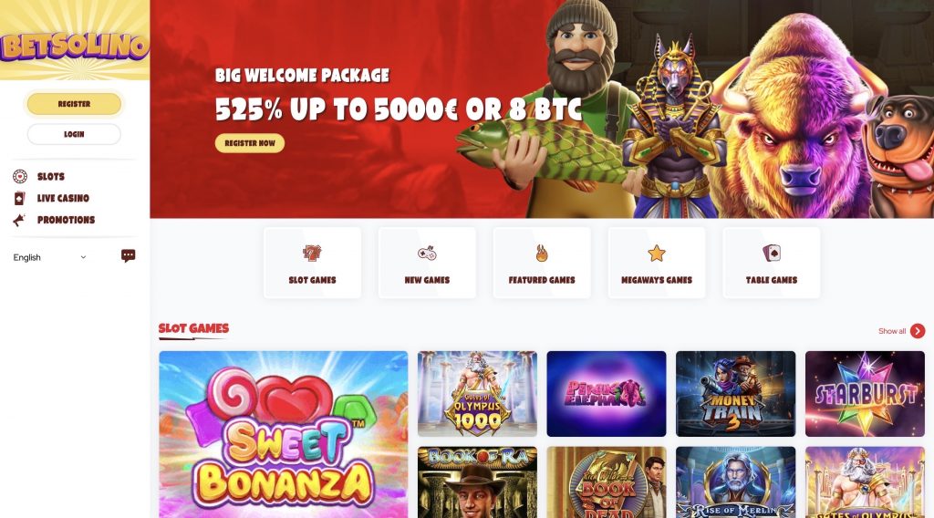 Betsolino Casino desktop screenshot