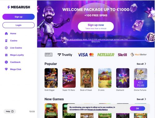 MegaRush Casino desktop screenshot