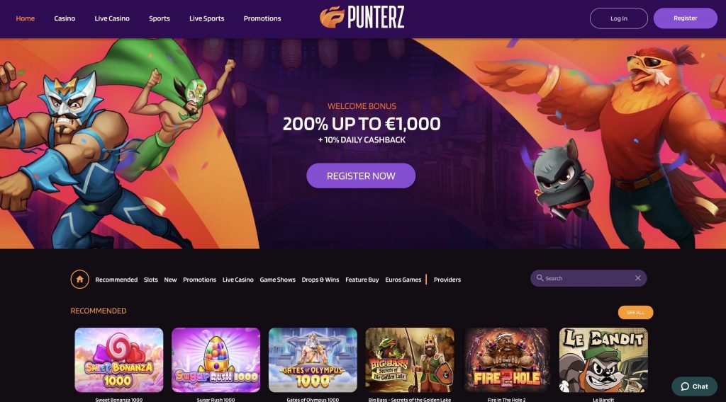Punterz Casino desktop screenshot