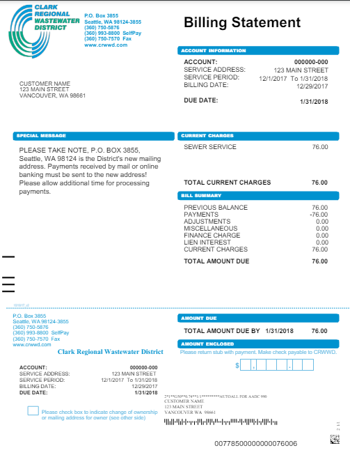 example of a billing statement and what objects to include in order to verify your address at a online casino