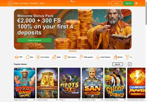 Allspins Casino desktop screenshot