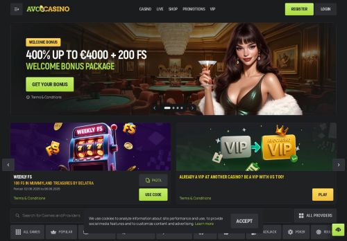 Avo Casino desktop screenshot