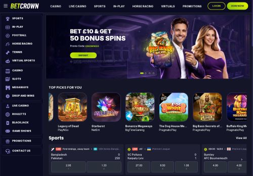 Screenshot of  Casino website (Desktop)