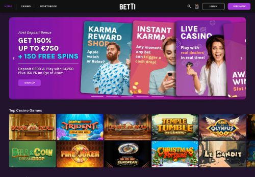 Betti Casino desktop screenshot