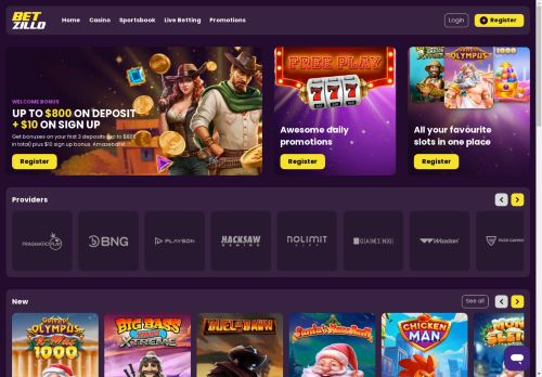 Betzillo Casino desktop screenshot
