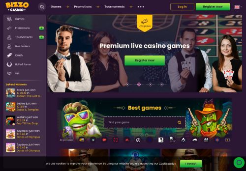 Bizzo Casino desktop screenshot