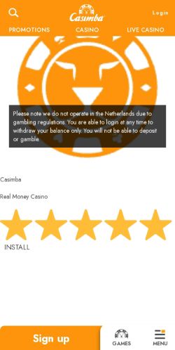 Casimba Casino mobile screenshot