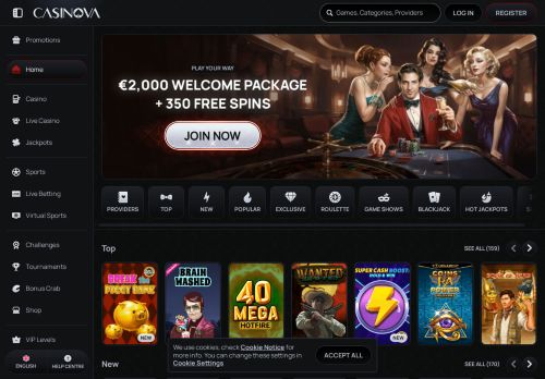 Casinova Casino desktop screenshot