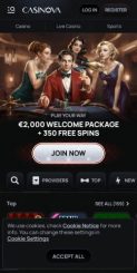 Casinova Casino mobile screenshot