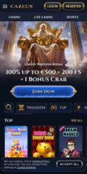 Cazeus Casino mobile screenshot