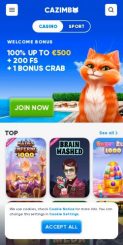 Cazimbo Casino mobile screenshot