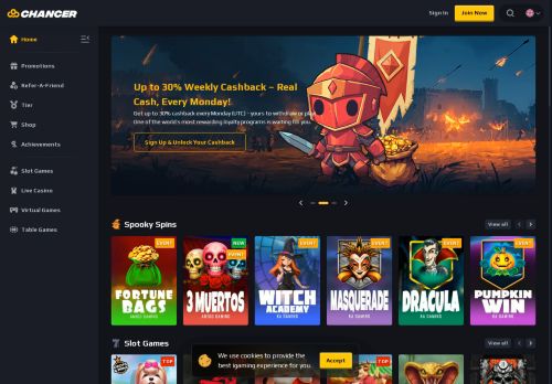 Chancer Casino desktop screenshot