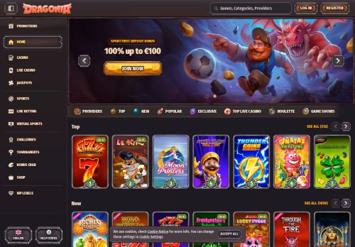 Dragonia Casino desktop screenshot