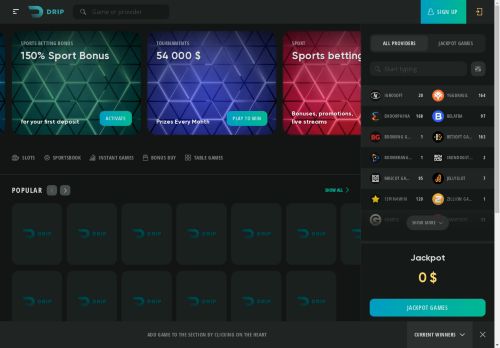 Drip Casino desktop screenshot