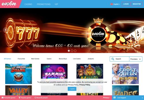 Evolvebets Casino desktop screenshot