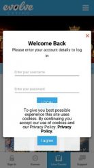 Evolvebets Casino mobile screenshot