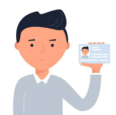 illustration of a man holding a id card while taking a selfie for verification