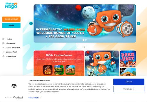 HappyHugo Casino desktop screenshot