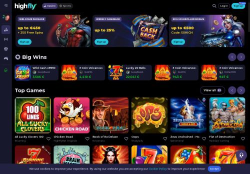Highflybet Casino desktop screenshot