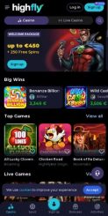Highflybet Casino mobile screenshot