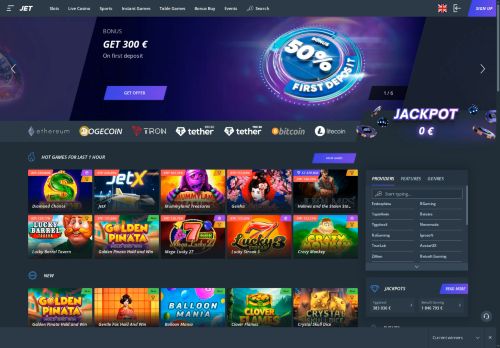 Jet Casino desktop screenshot
