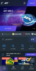 Jet Casino mobile screenshot