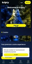 Kripty Casino mobile screenshot