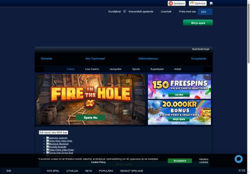 Kungaslottet Casino desktop screenshot