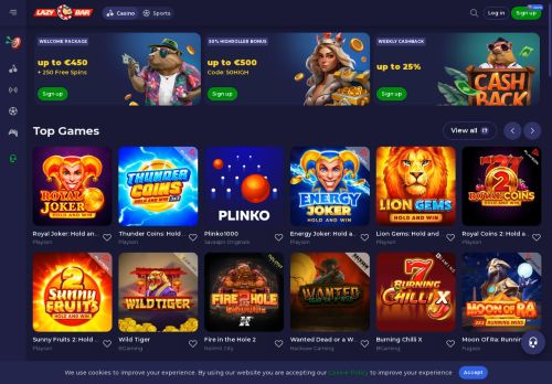 Lazybar Casino desktop screenshot