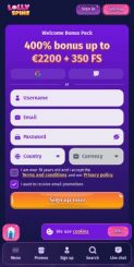 LollySpins Casino mobile screenshot