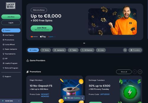 LuckyWins Casino desktop screenshot