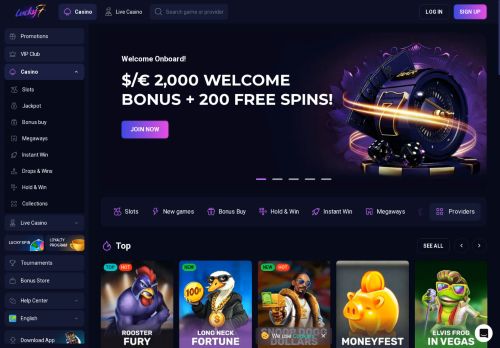 Lucky7even Casino desktop screenshot