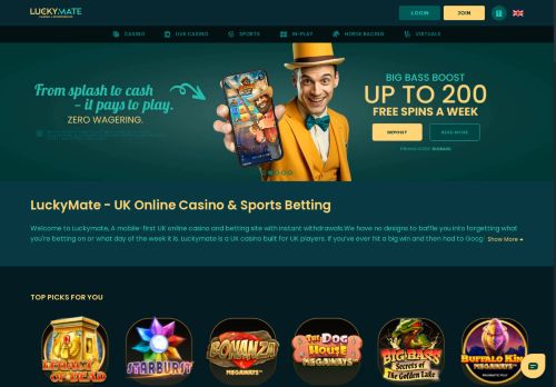 LuckyMate Casino desktop screenshot