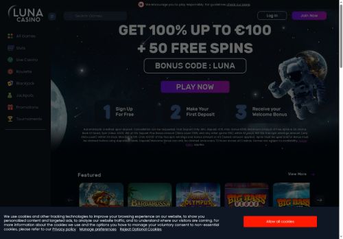 Luna Casino desktop screenshot