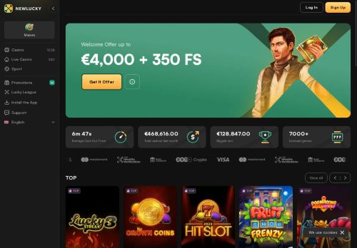 Newlucky Casino desktop screenshot