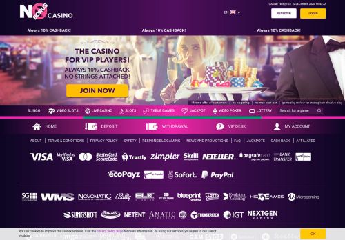 No Bonus Casino desktop screenshot
