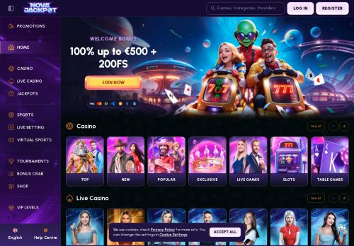 NovaJackpot Casino desktop screenshot