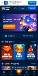 OnlyWin Casino mobile screenshot