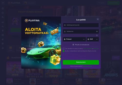 Playfina Casino desktop screenshot