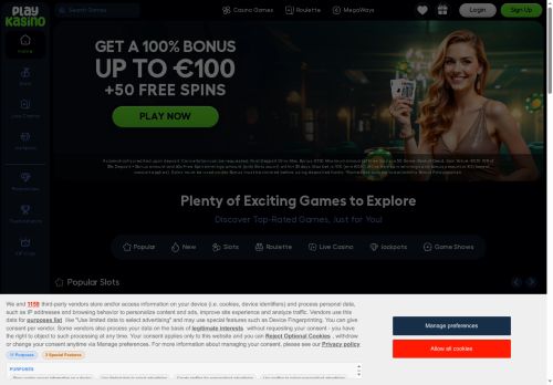Screenshot of progressplay Casino website (Desktop)