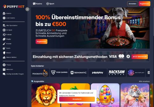 PuppyBet Casino desktop screenshot