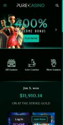 Pure Casino mobile screenshot