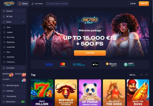 RetroBet Casino desktop screenshot