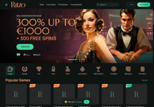 Ritzo Casino desktop screenshot