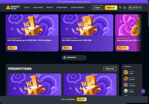 Rocketplay Casino desktop screenshot