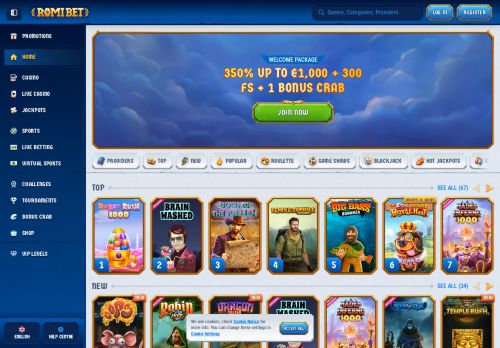 RomiBet Casino desktop screenshot