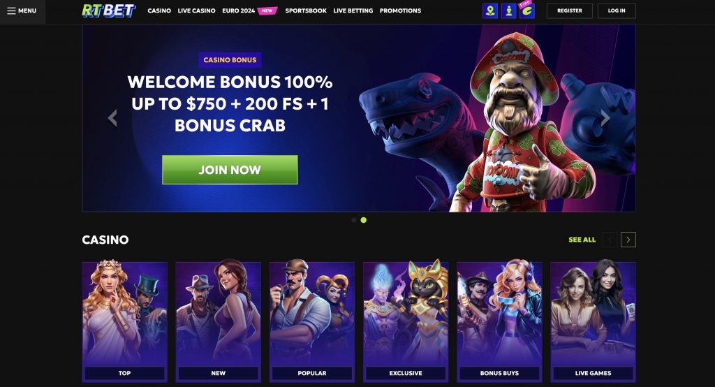 rtbet homepage desktop